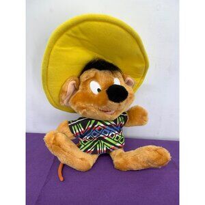 Vintage 1998 Acme Looney Tunes Speedy Gonzalez 14" Plush Green Blue Black Shirt